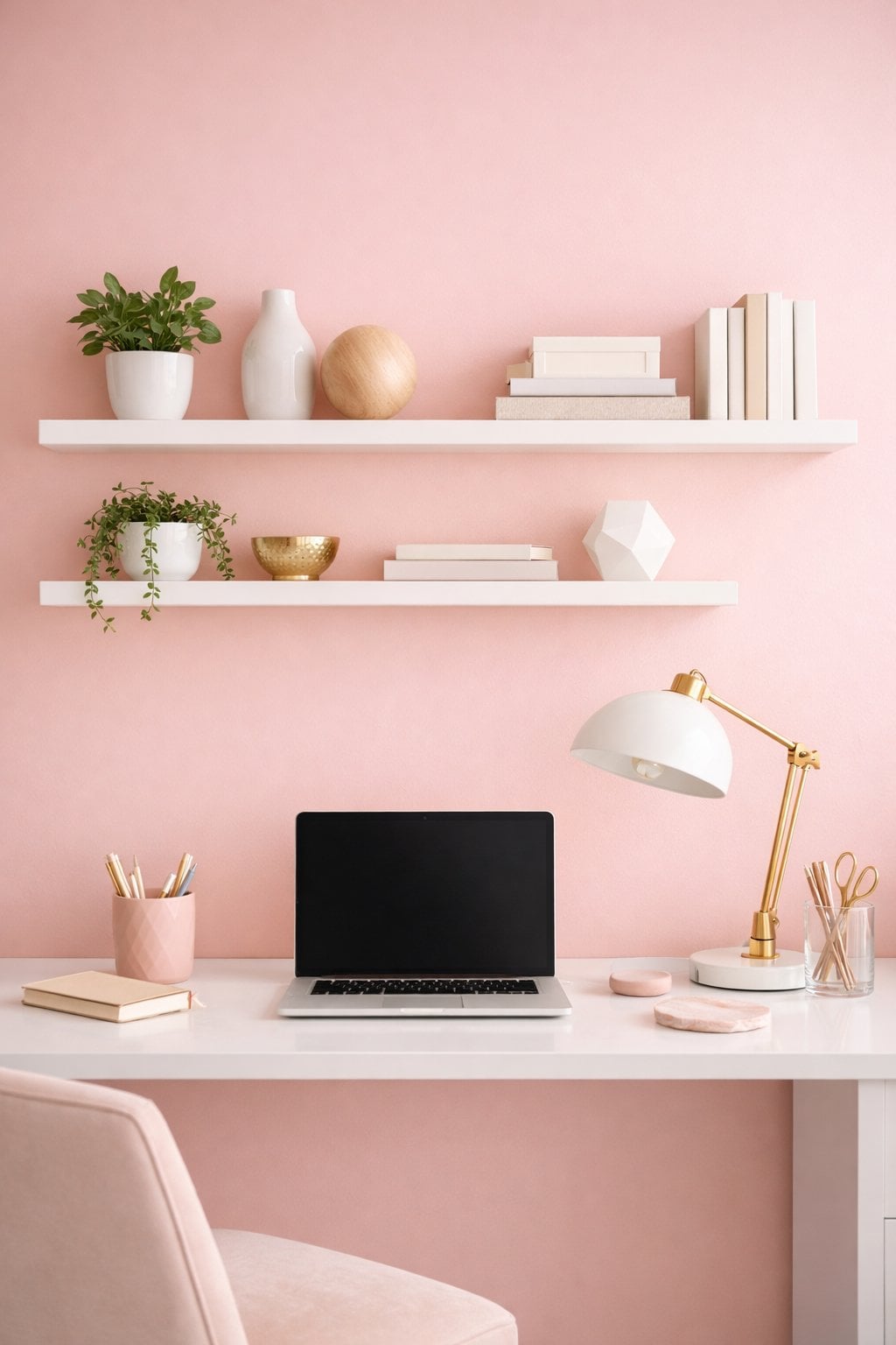 Pink and White Office Decor Idea 1