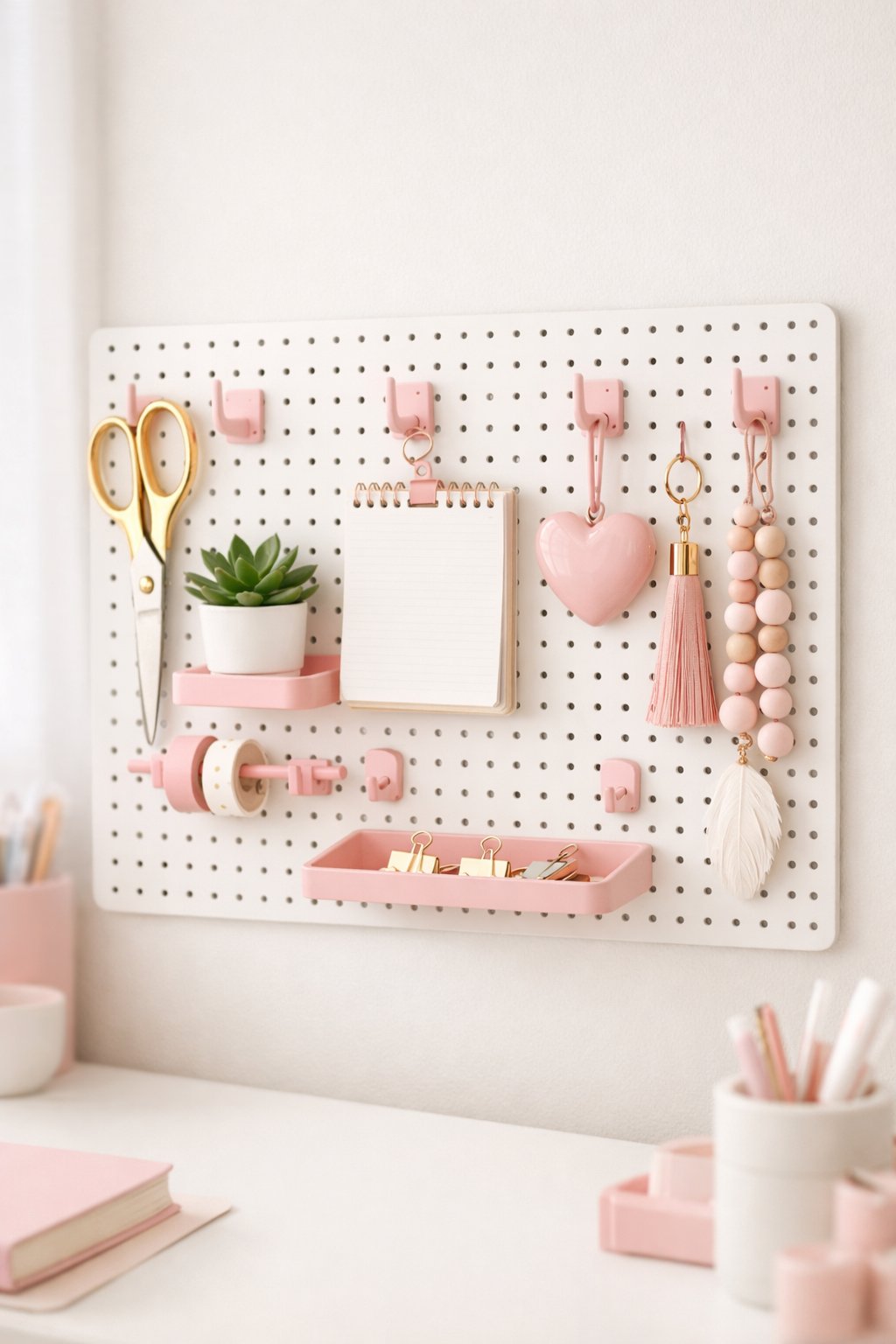 Pink and White Office Decor Idea 10