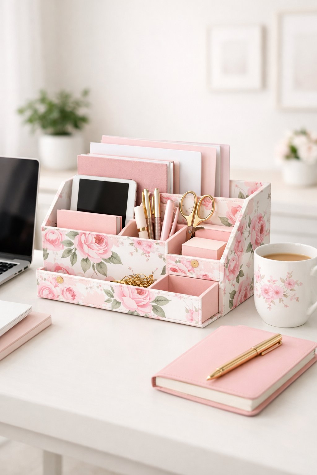 Pink and White Office Decor Idea 4