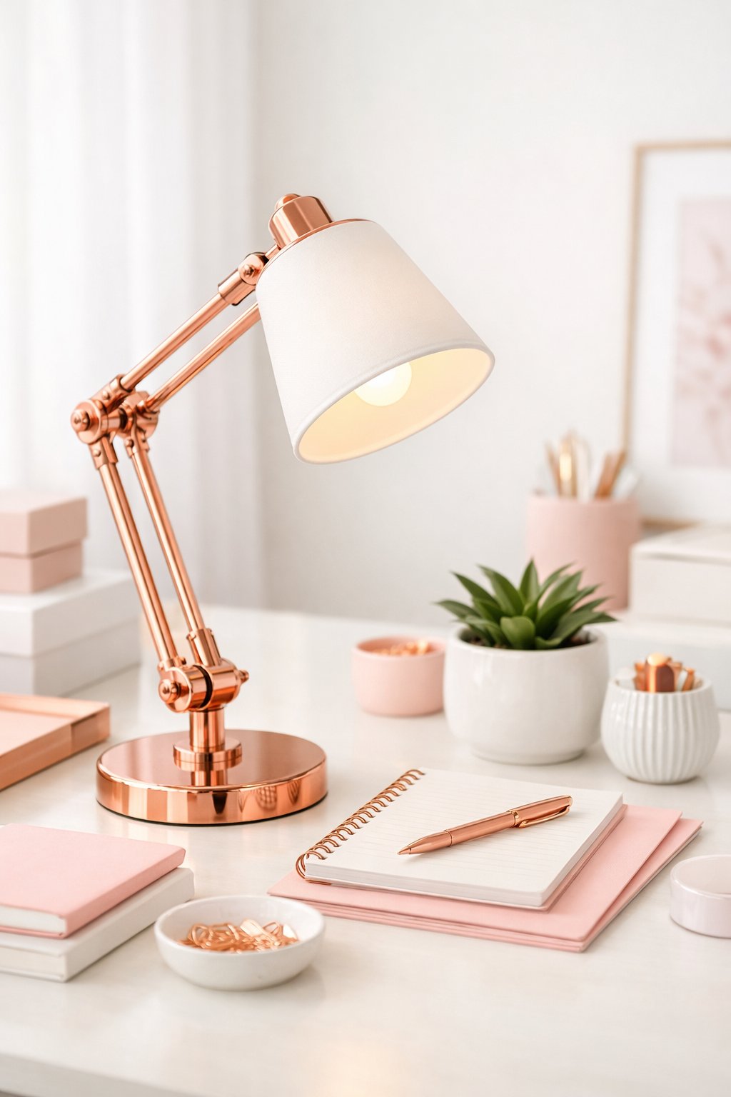 Pink and White Office Decor Idea 8