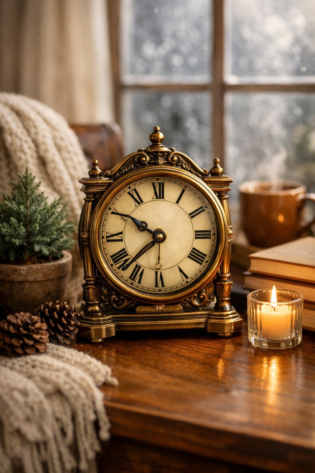 Vintage brass desk clock
