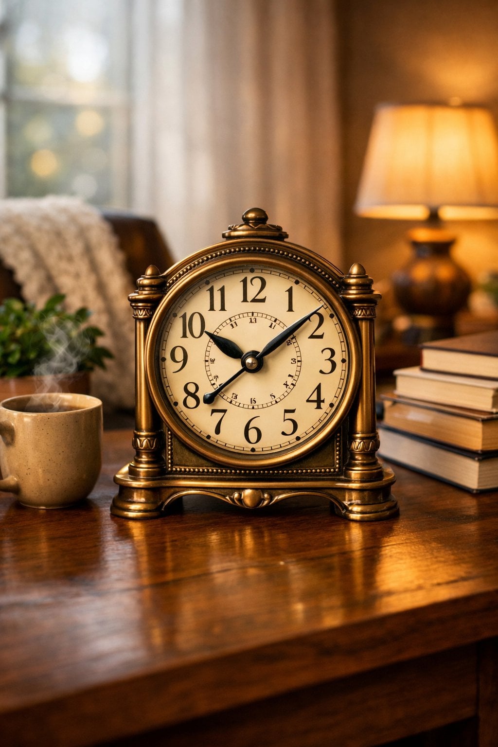 Vintage inspired brass desk clock