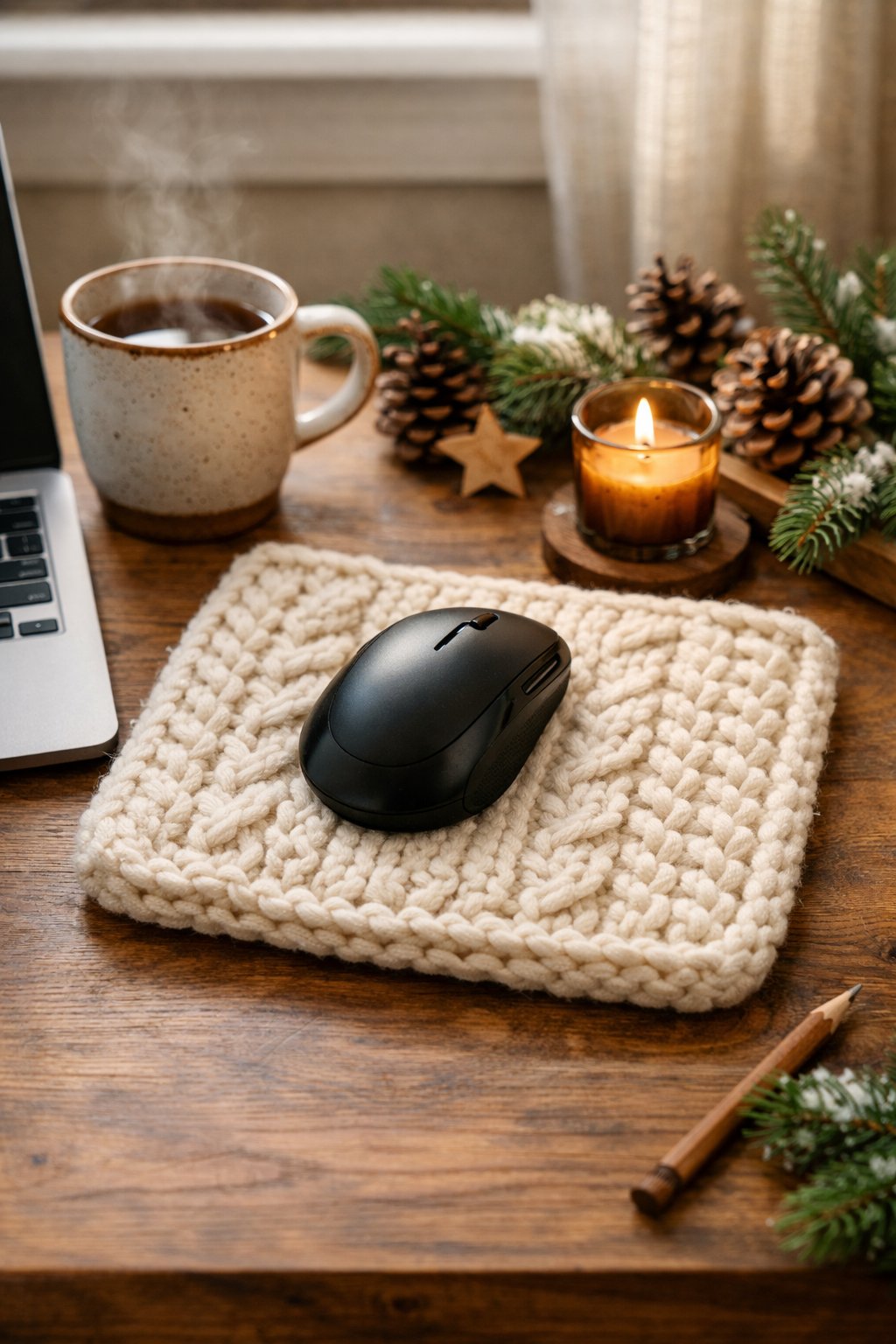 Woolen knitted mouse pad cover
