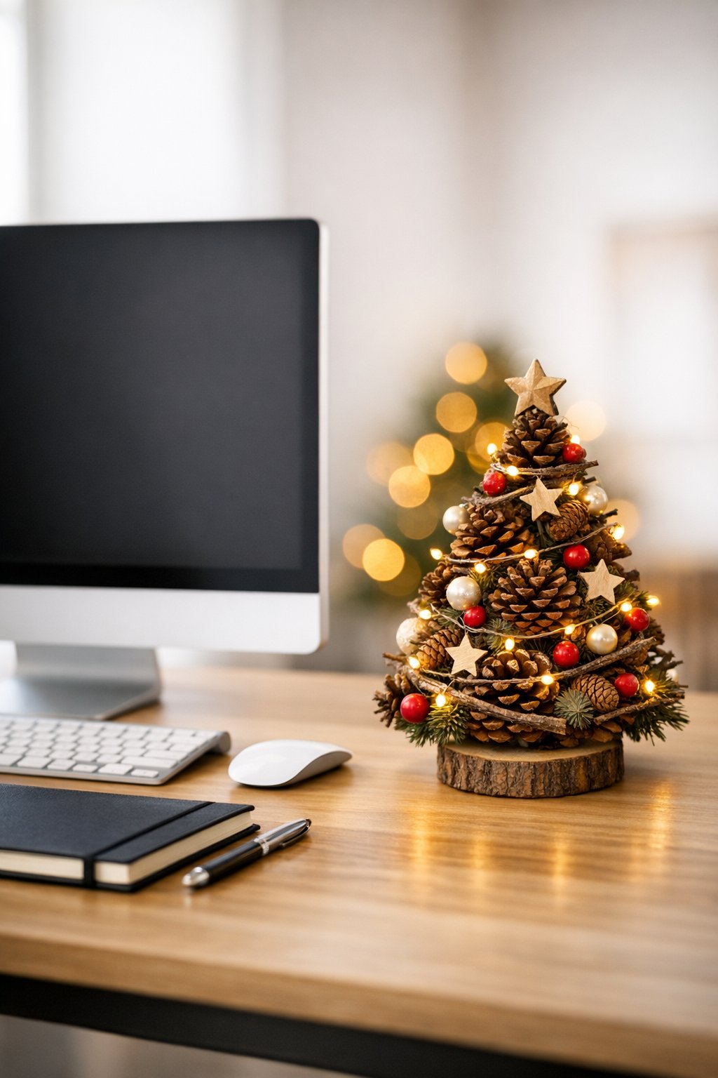 diy mini Christmas tree on a desk 2