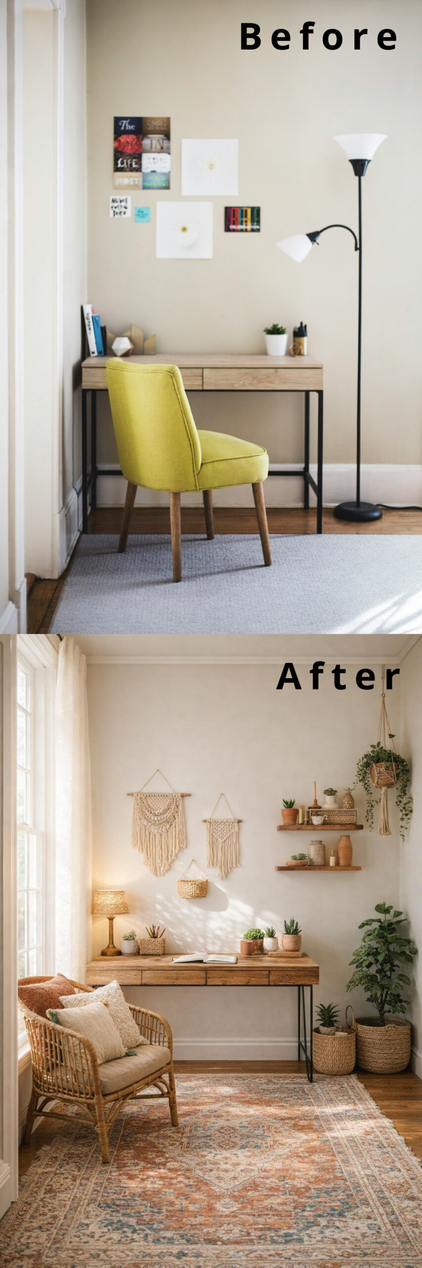 2 Small Home Office Warm Scandinavian to Boho Chic