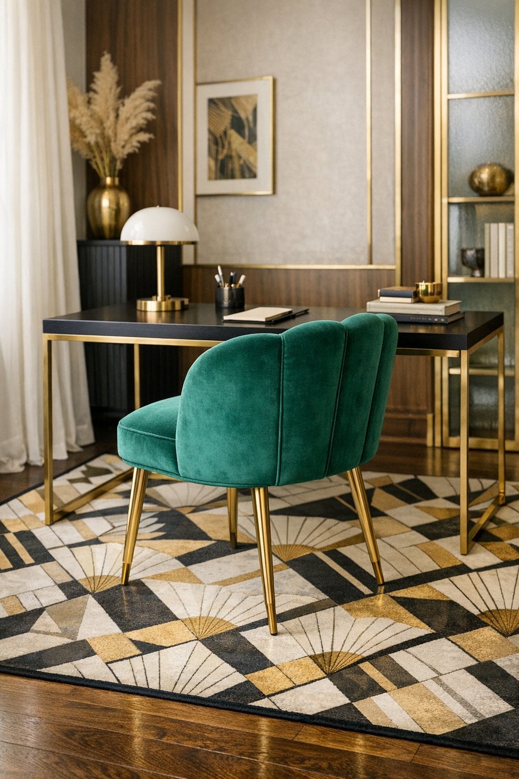 Art Deco Home Office Decoration Idea 4 Velvet Desk Chair