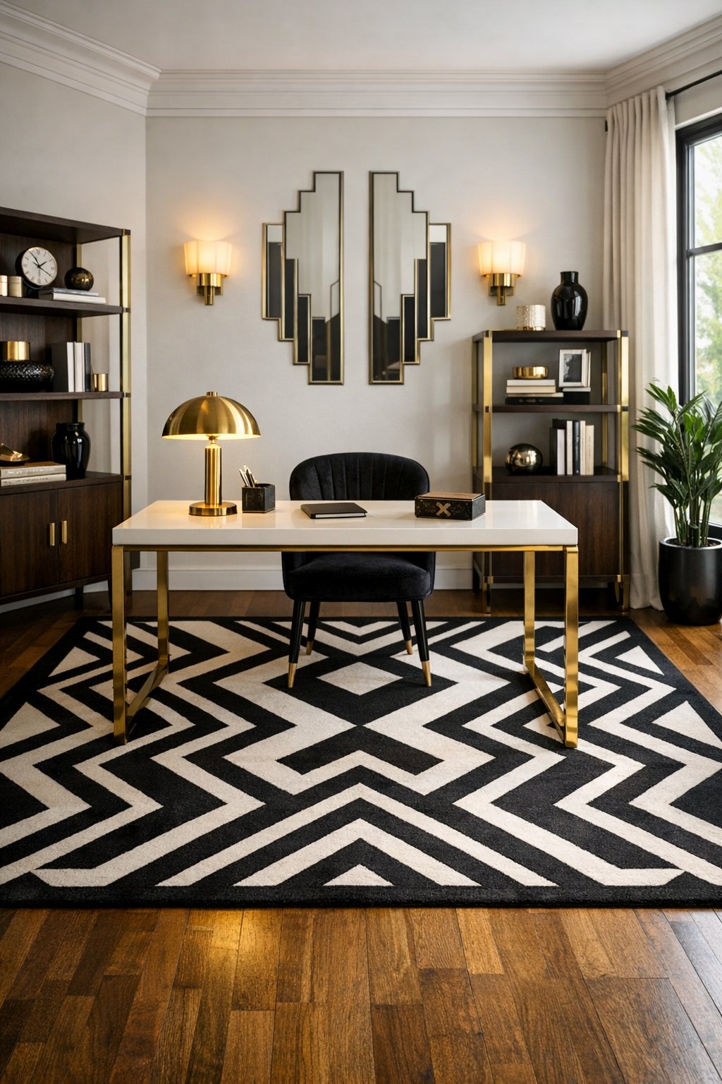 Art Deco Home Office Decoration Idea 7 Bold Geometric Rug