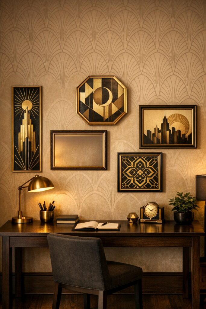 10+ Art Deco Home Office Decoration Ideas: Geometric, Glam, and ...