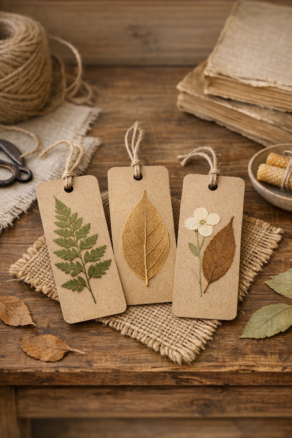 Craft Idea for Cottagecore Office Decor 7 Pressed Leaf Bookmarks