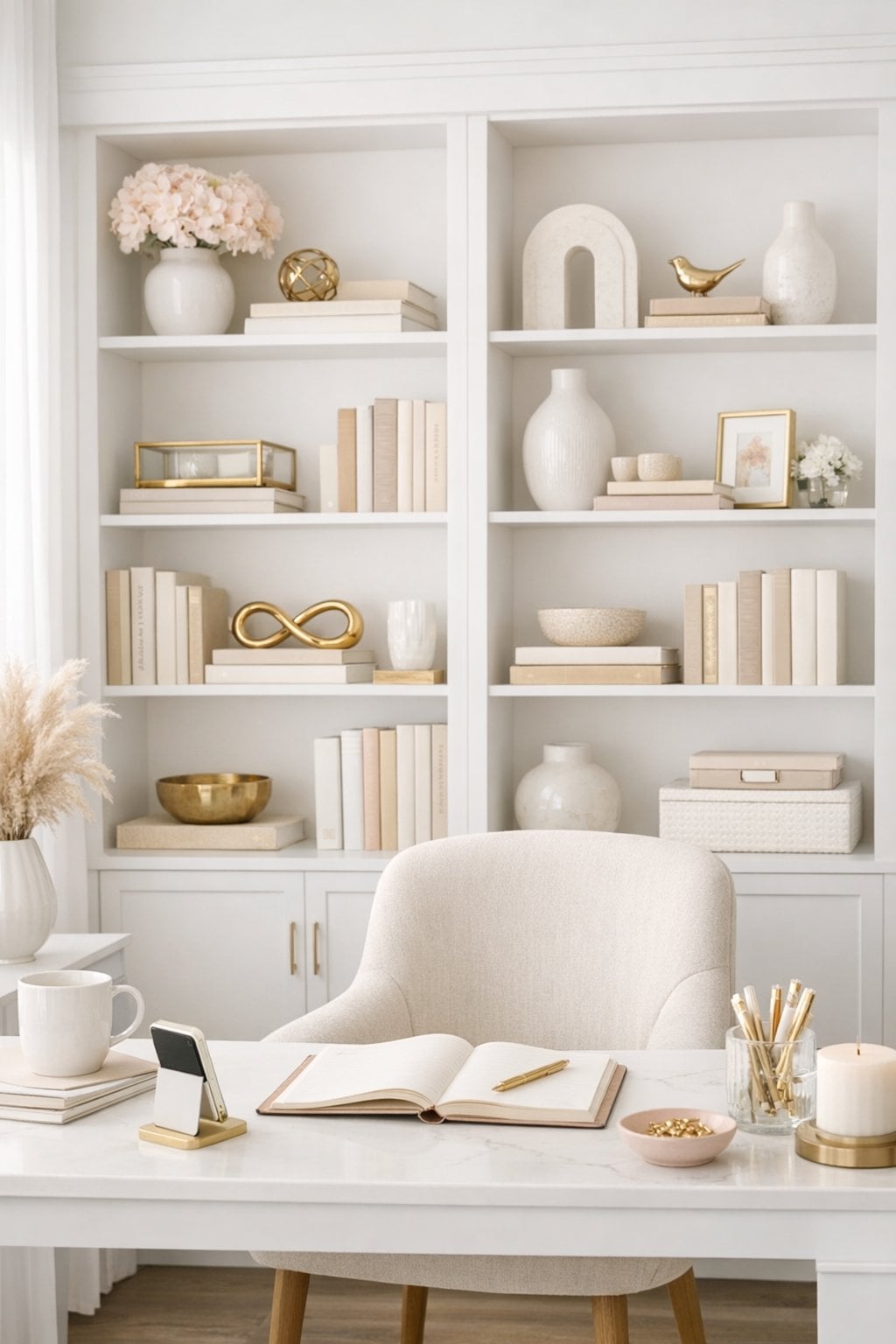 Feminine Elegant Home Office Decor Idea 10 Elegant bookshelf