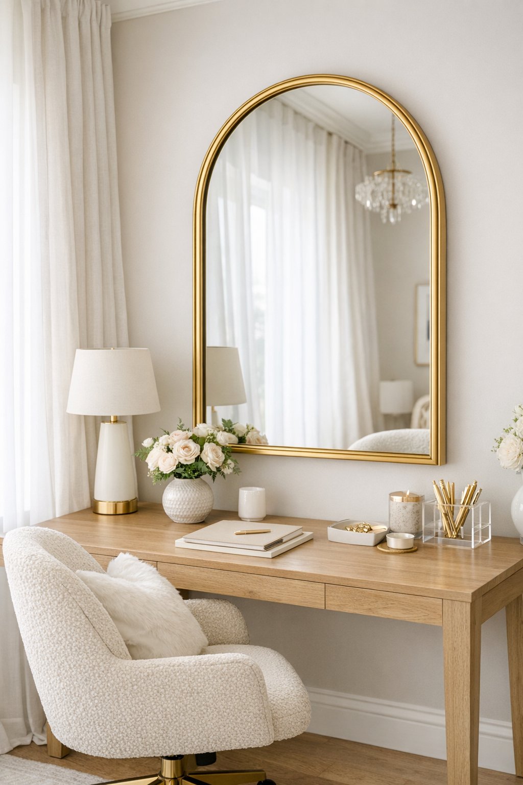 Feminine Elegant Home Office Decor Idea 13 Statement mirror