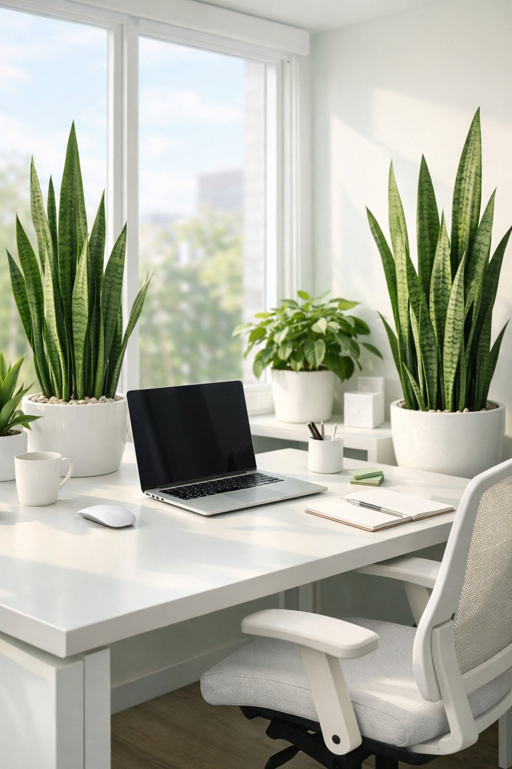 Green and White Office Decor Idea 2