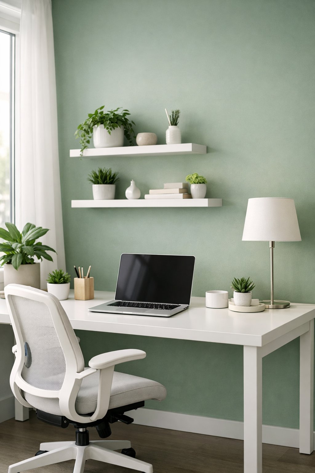 Green and White Office Decor Idea 4