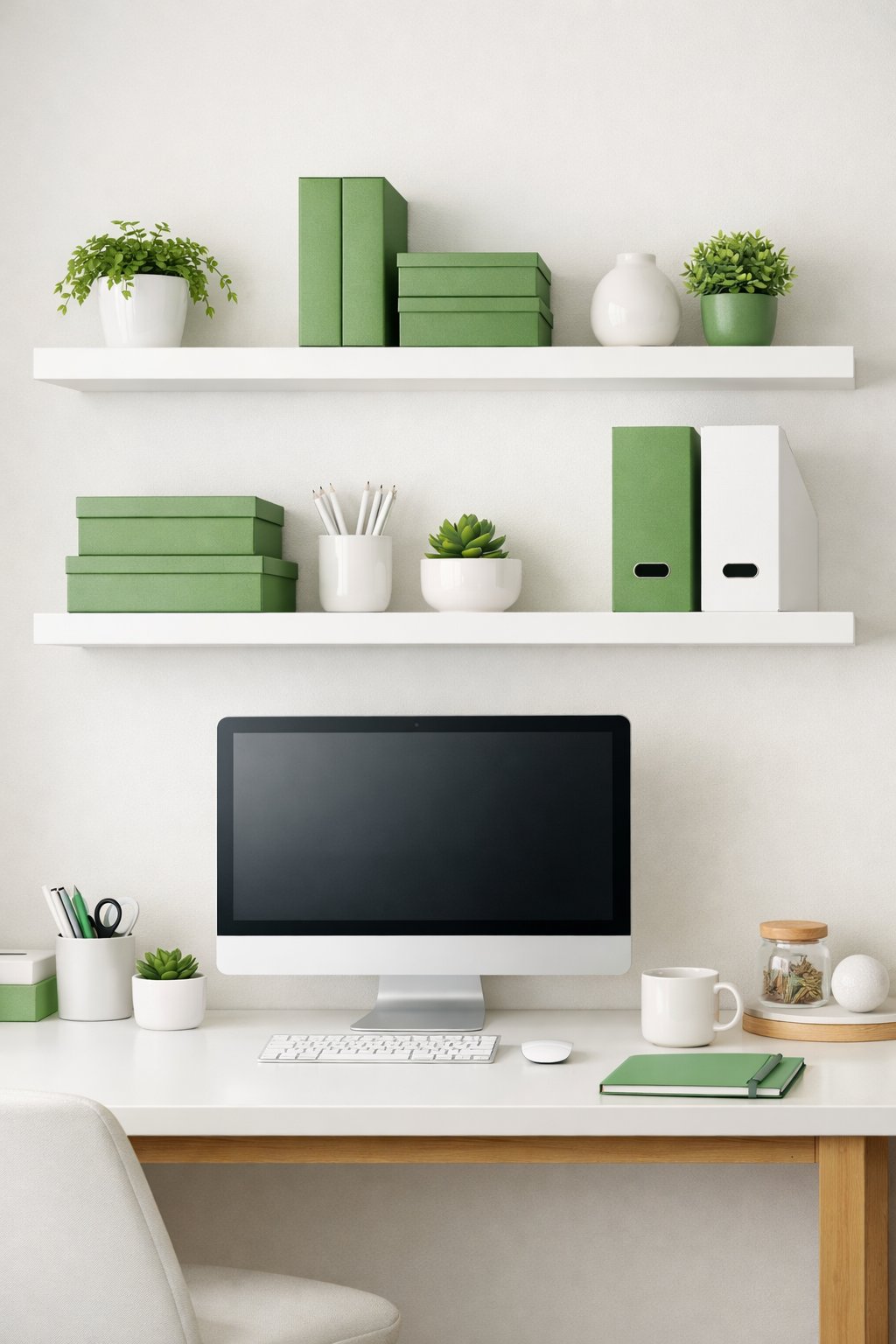 Green and White Office Decor Idea 5
