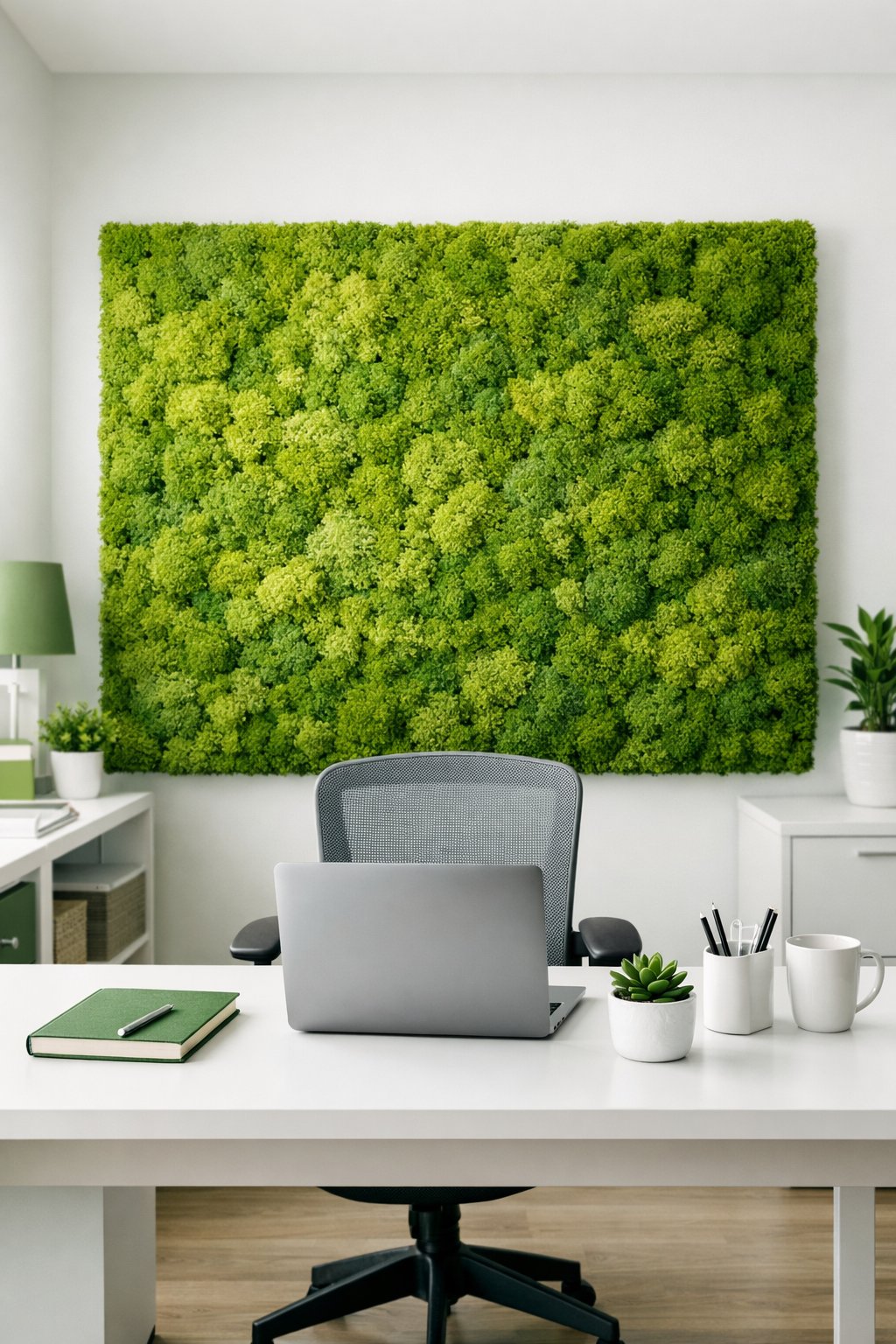 Green and White Office Decor Idea 9
