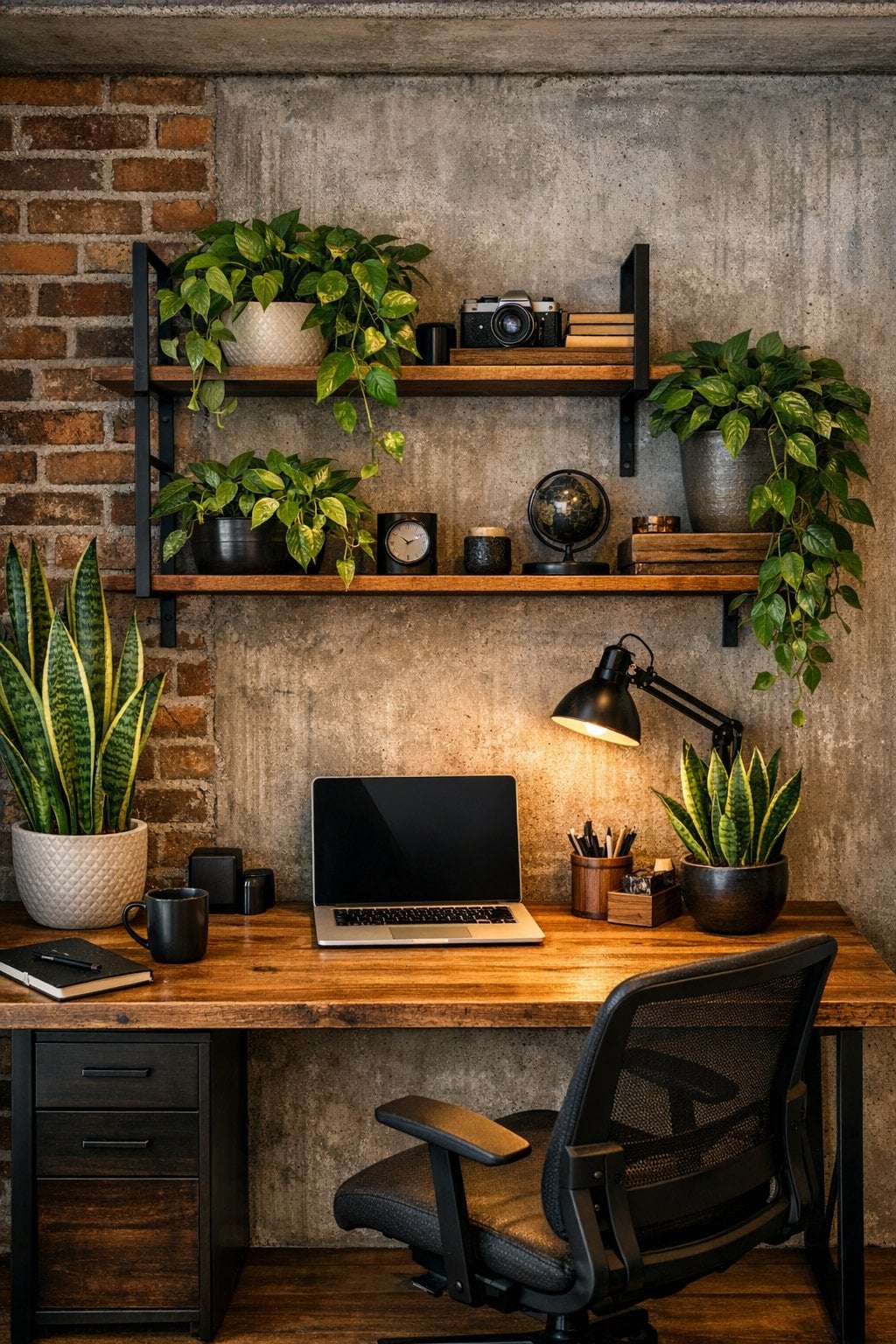 Industrial Home Office Idea 10 Greenery