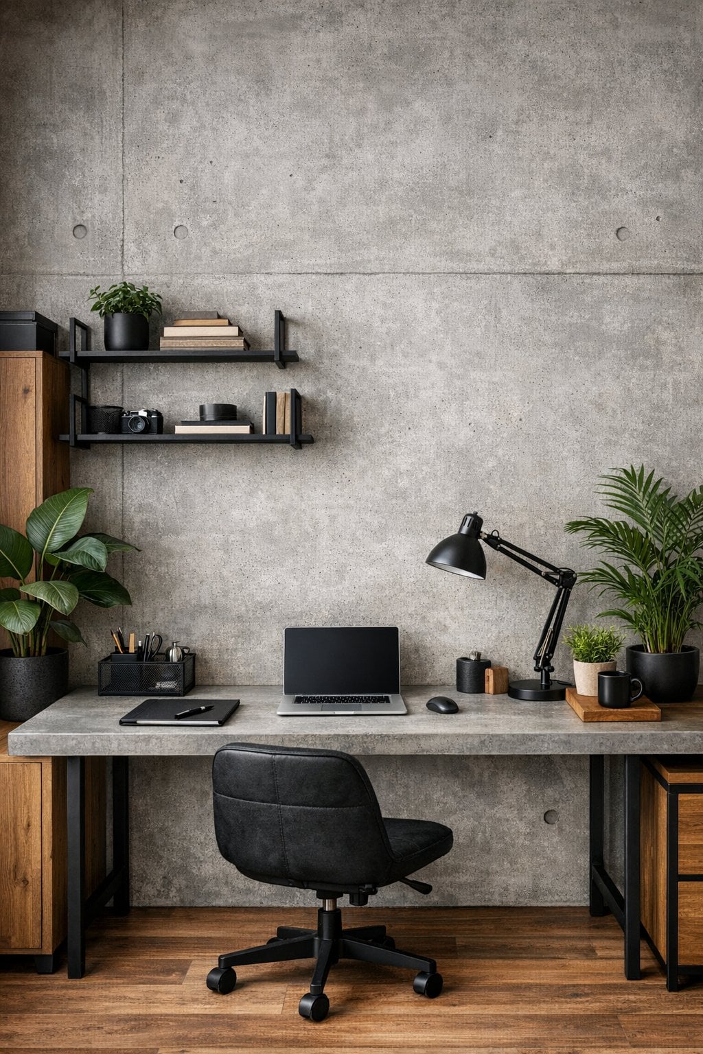 Industrial Home Office Idea 5 Concrete surfaces