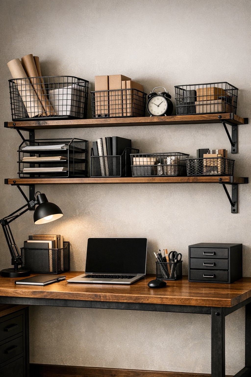 Industrial Home Office Idea 8 Wire baskets metal organizers