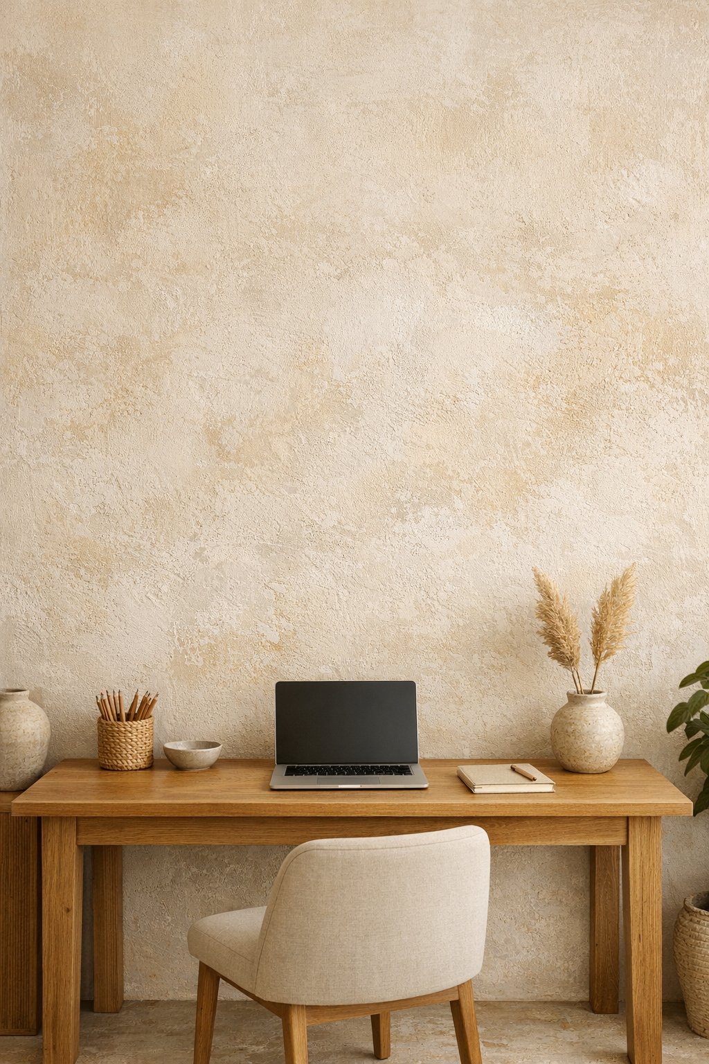 Mediterranean Office Idea 11 Rustic Accent Wall
