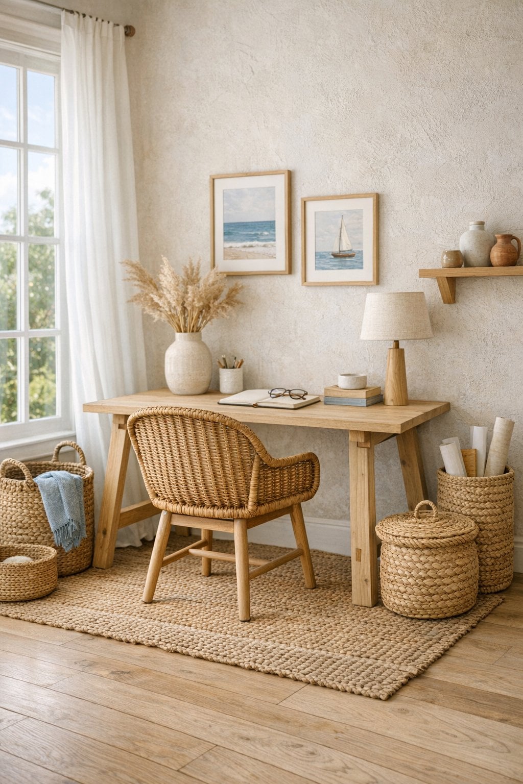Mediterranean Office Idea 3 Woven Textures