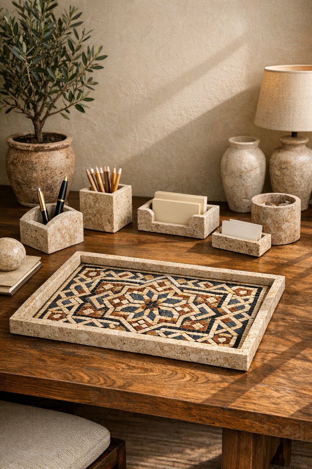 Mediterranean Office Idea 7 Stone Tile Details