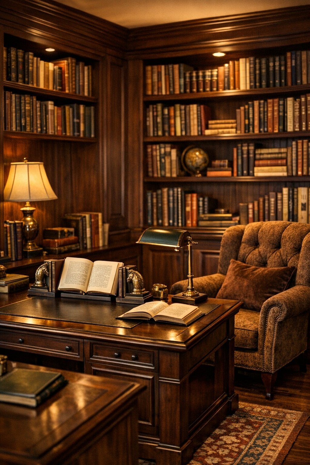 Office Decor Ideas with Dark Wood Desk 10 Library Inspired Office Nook