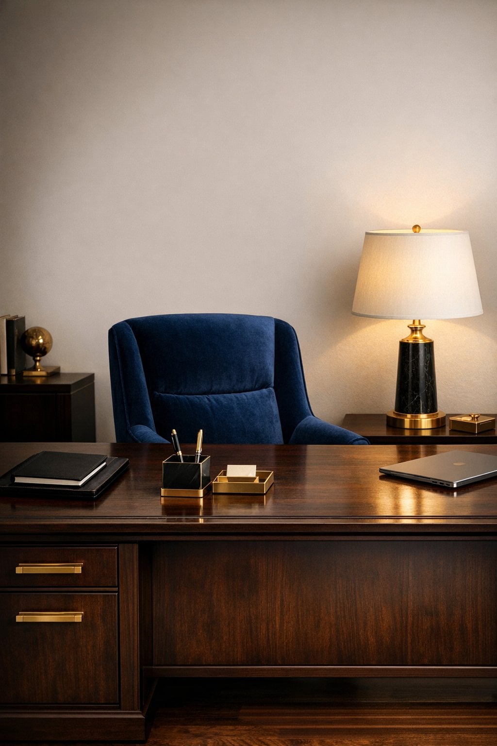 Office Decor Ideas with Dark Wood Desk 7 Executive Luxe Look