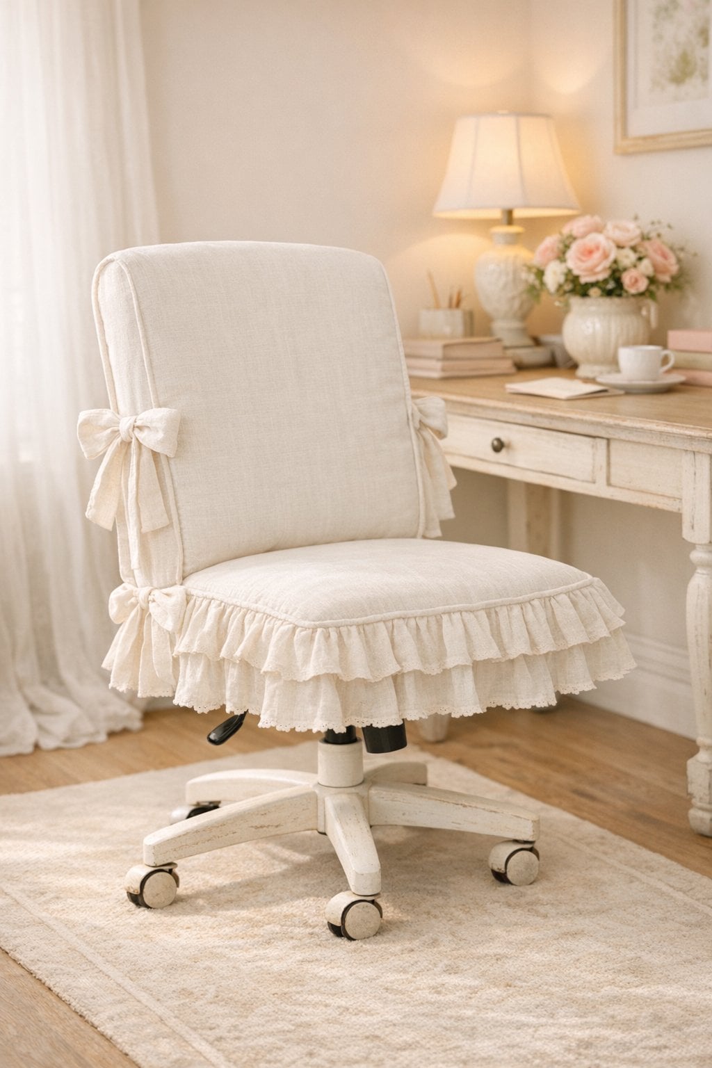 Shabby Chic Home Office Decor Idea 2 Chair slipcover