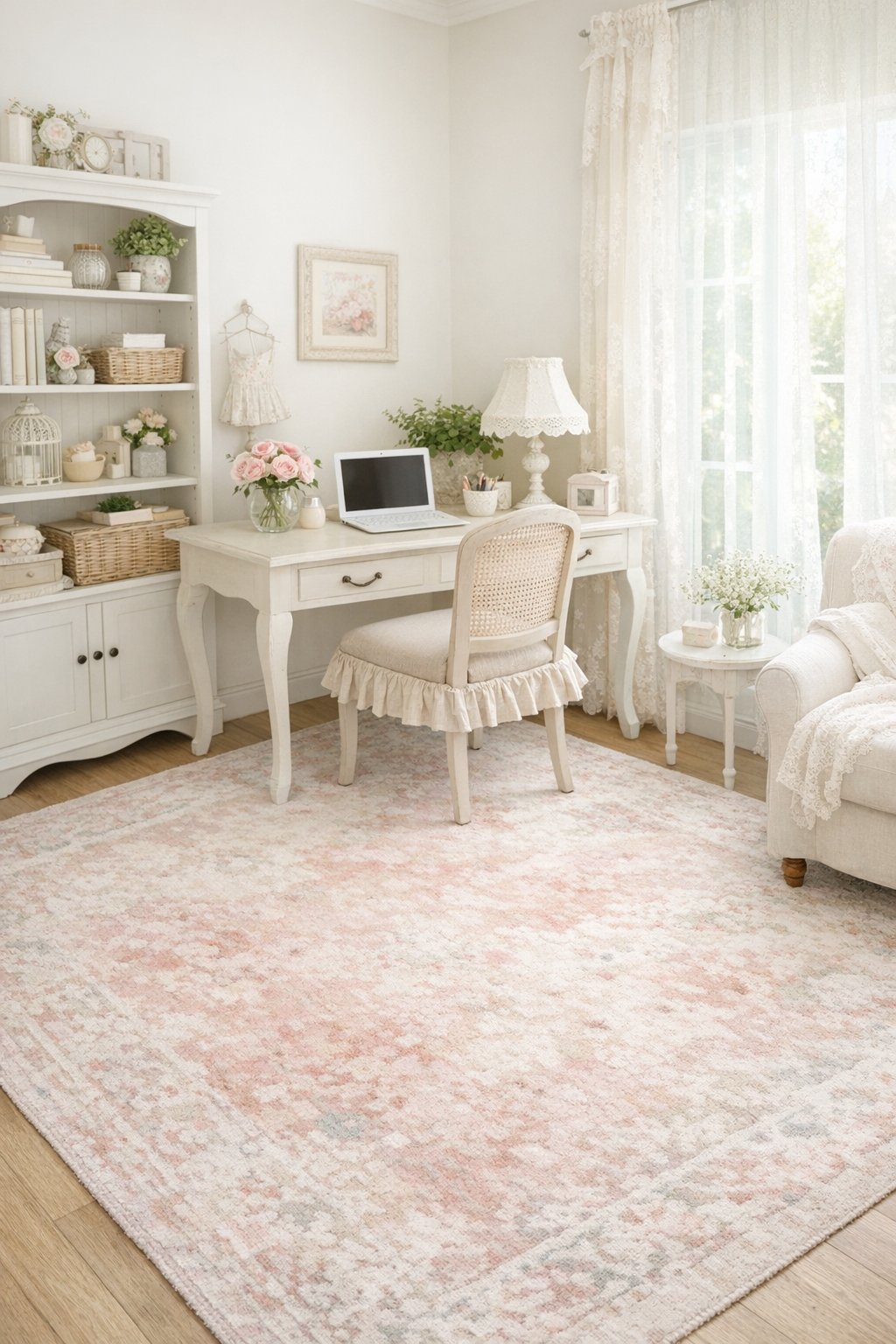Shabby Chic Home Office Decor Idea 9 Soft Pastel Area Rug