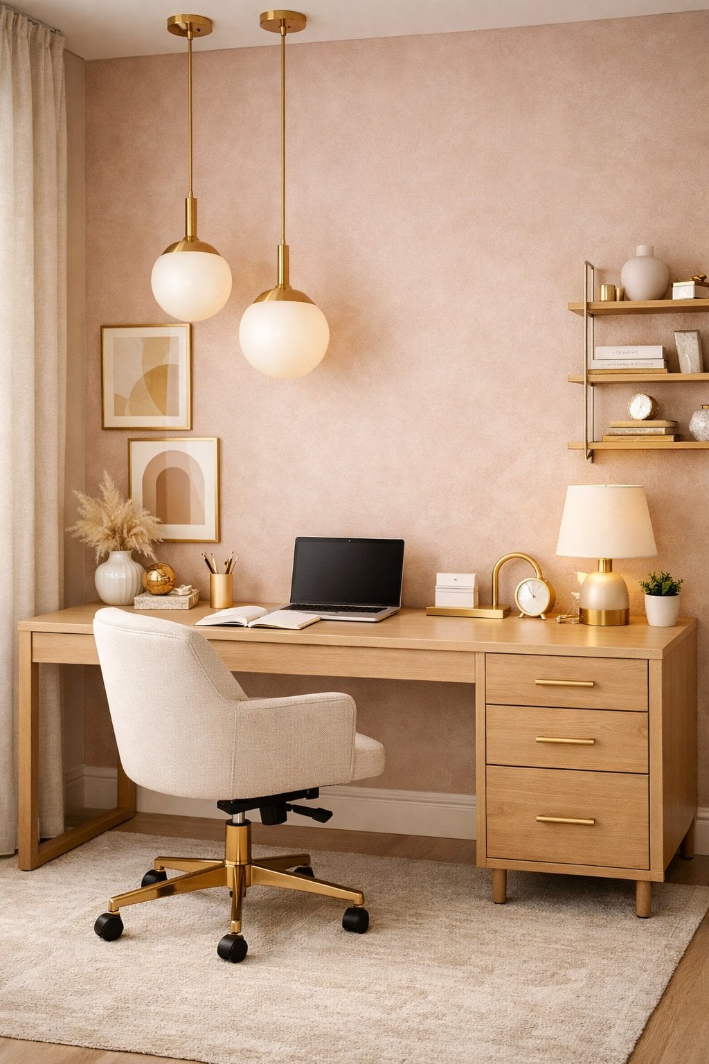 11 Feminine Soft Chic office accent wall
