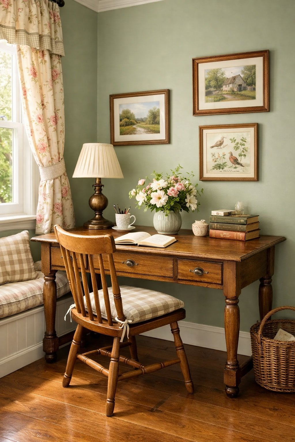 4 Cottage Style Muted Sage Green Office