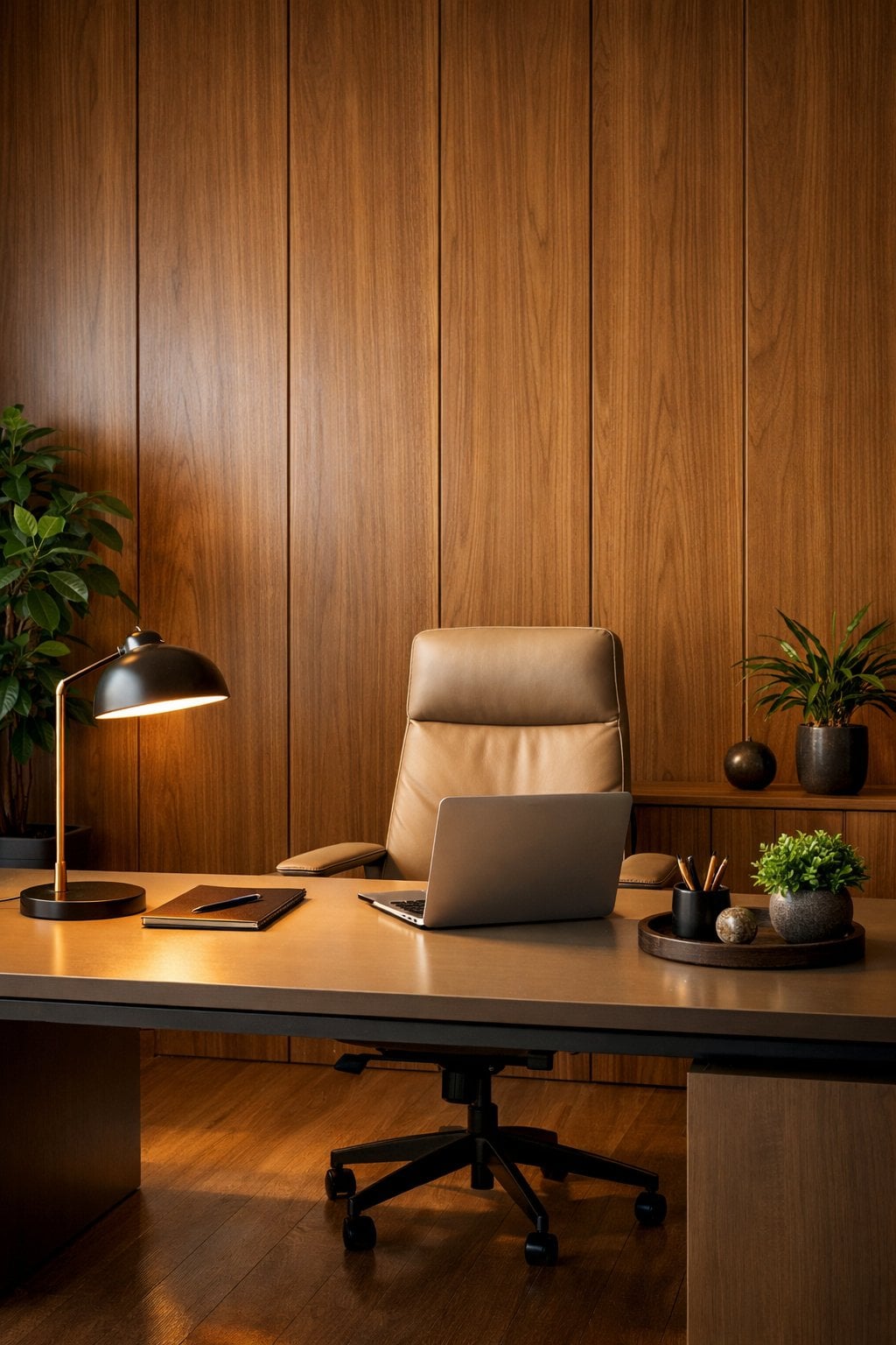 4 Wood office accent wall