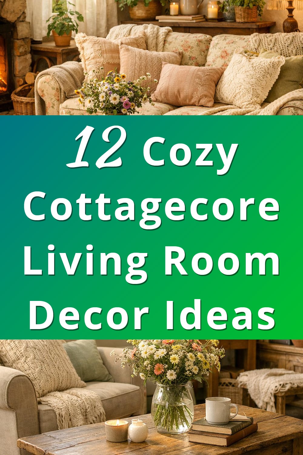 Cozy Cottagecore Living Room Decor Ideas pin 1