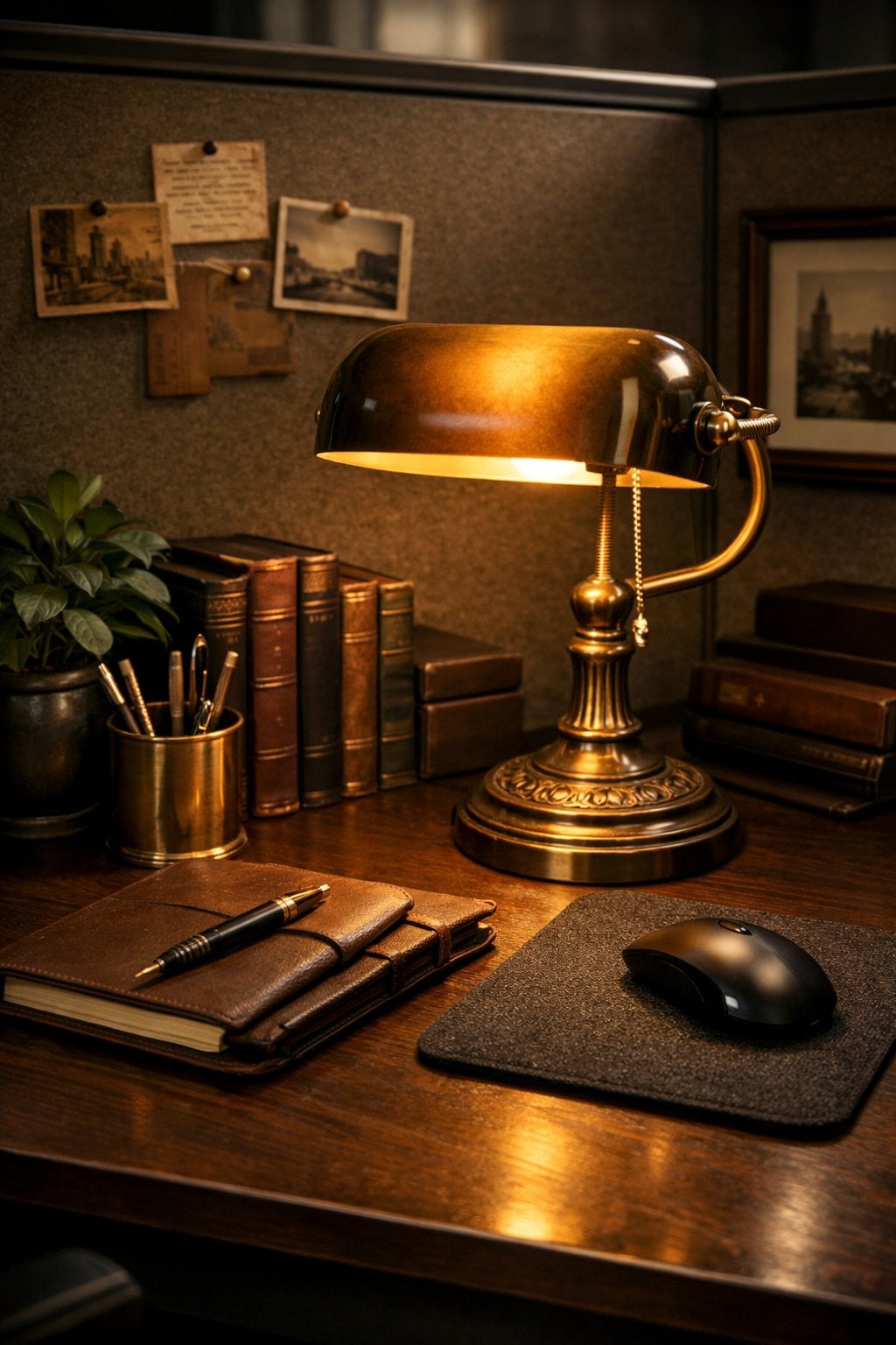 Dark Academia Office Cubicle Decor Idea 1 Vintage Desk Lamp