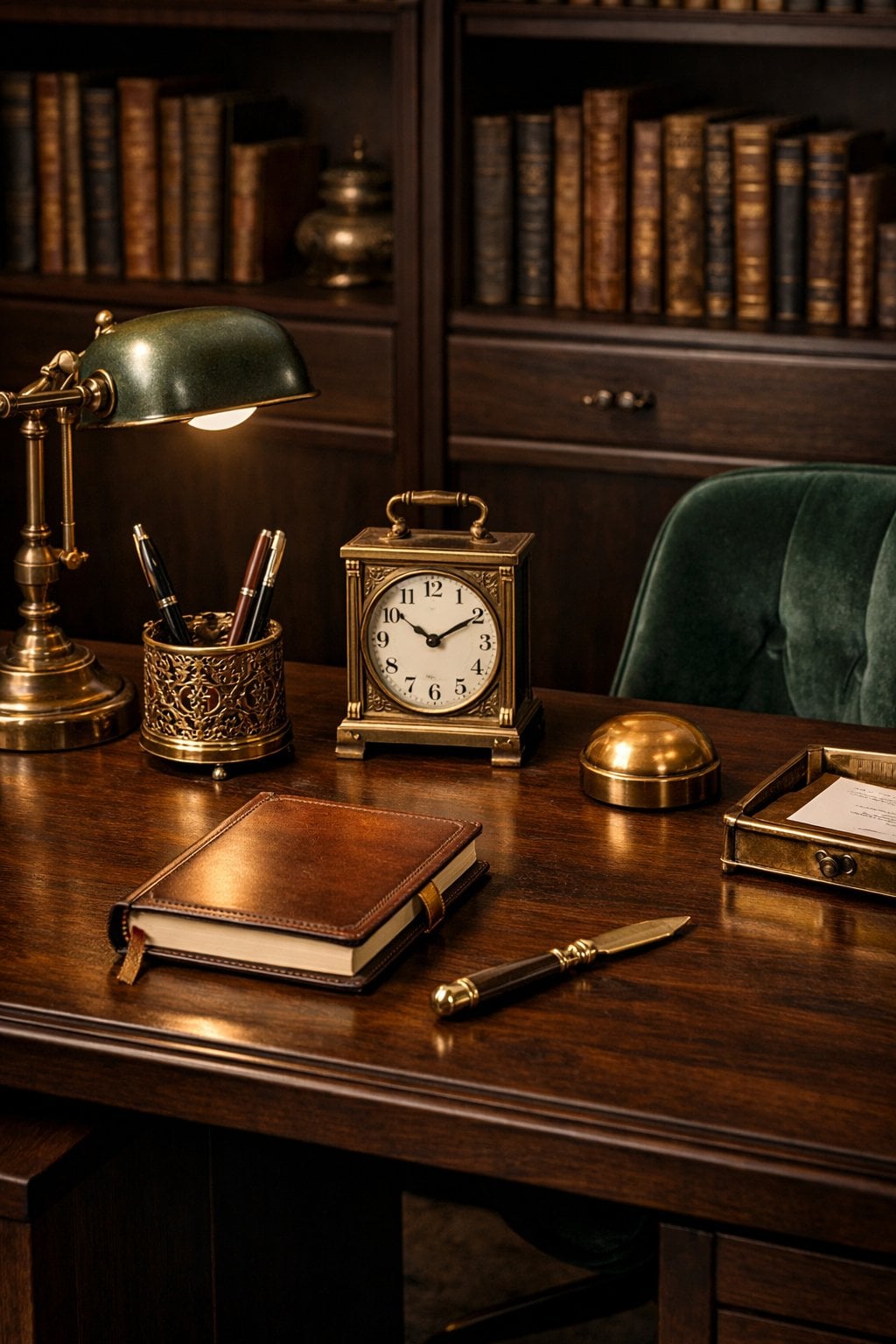 Dark Academia Office Cubicle Decor Idea 5 Brass Antique Office Accessories