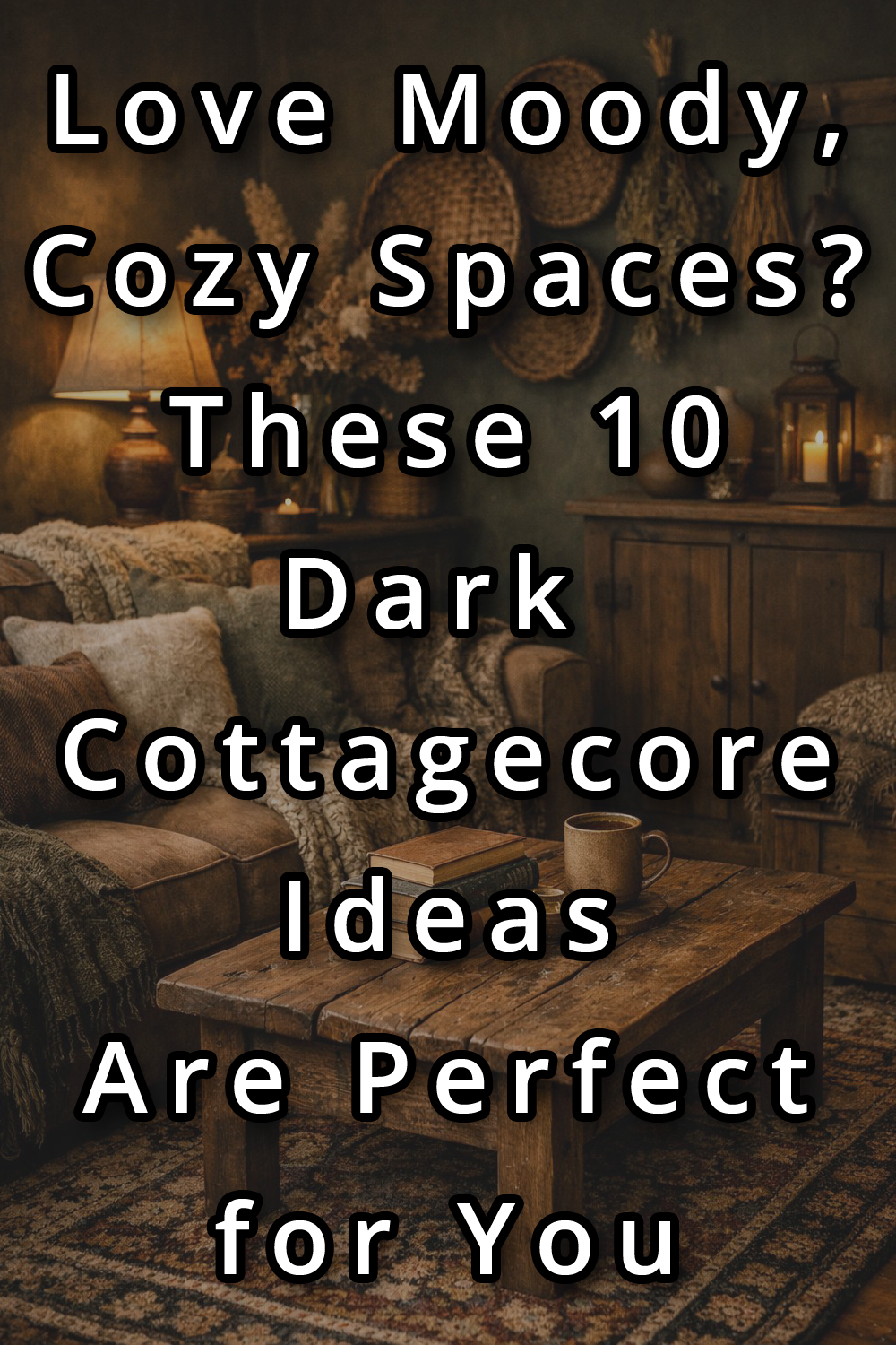 Dark Cottagecore Living Room decor ideas pin 3