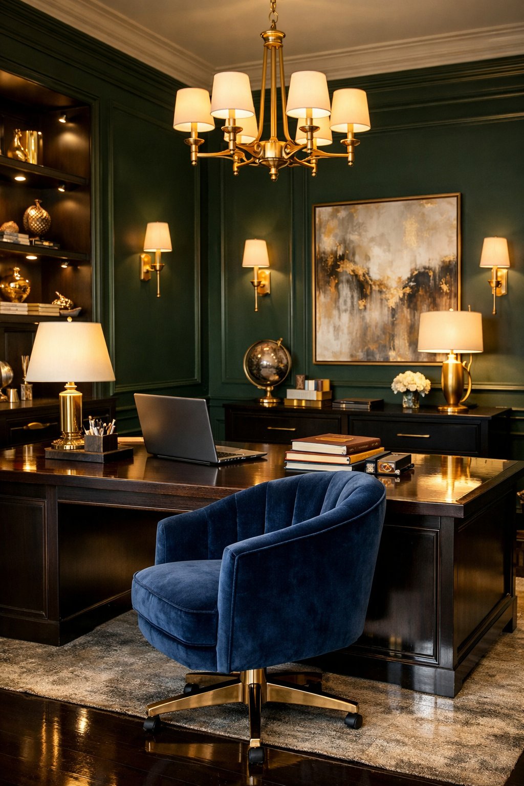 Dark Green and Gold Luxe Office