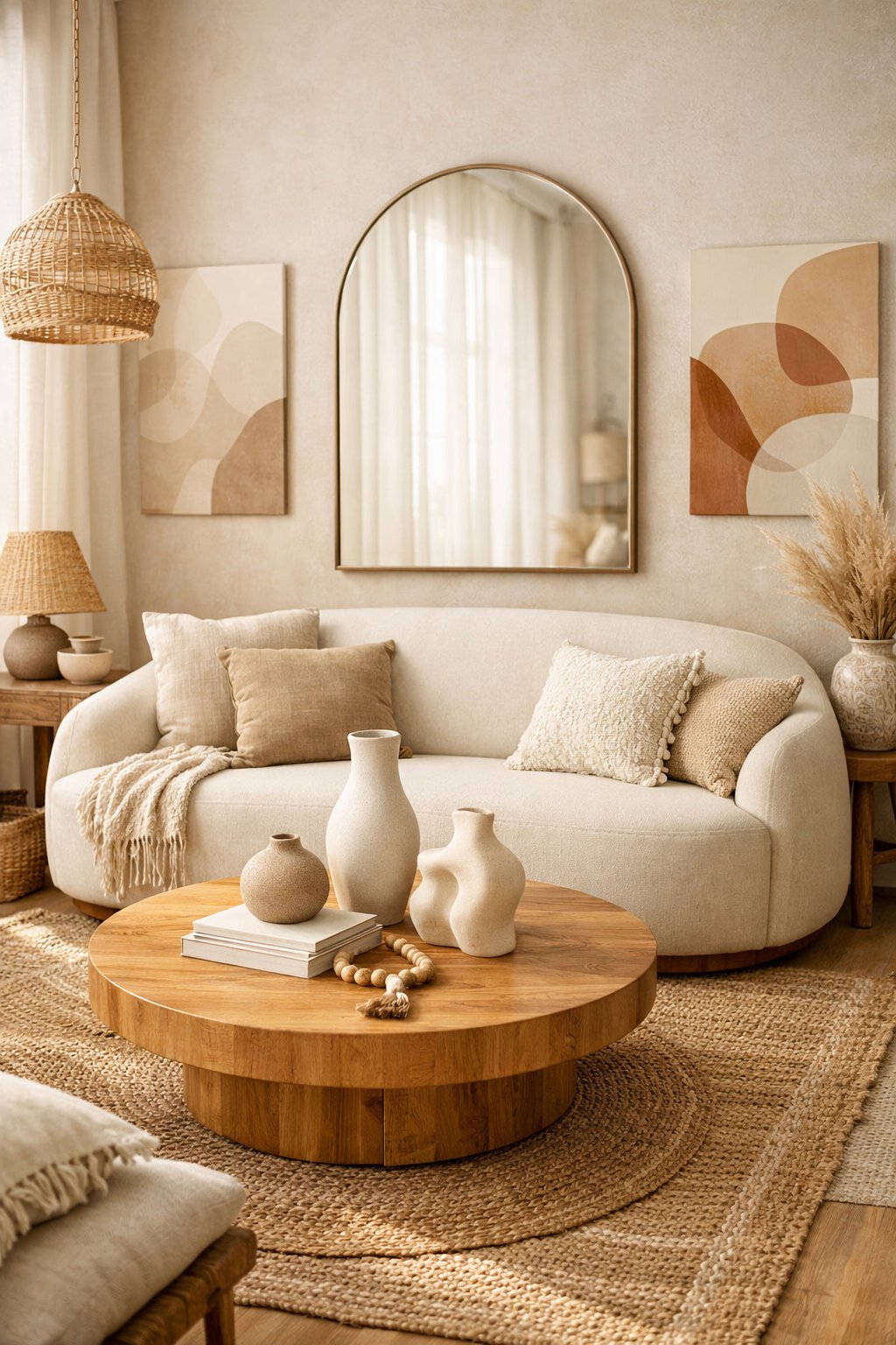 Feminine Boho Living Room Decor Idea 3 Organic Curved Silhouettes