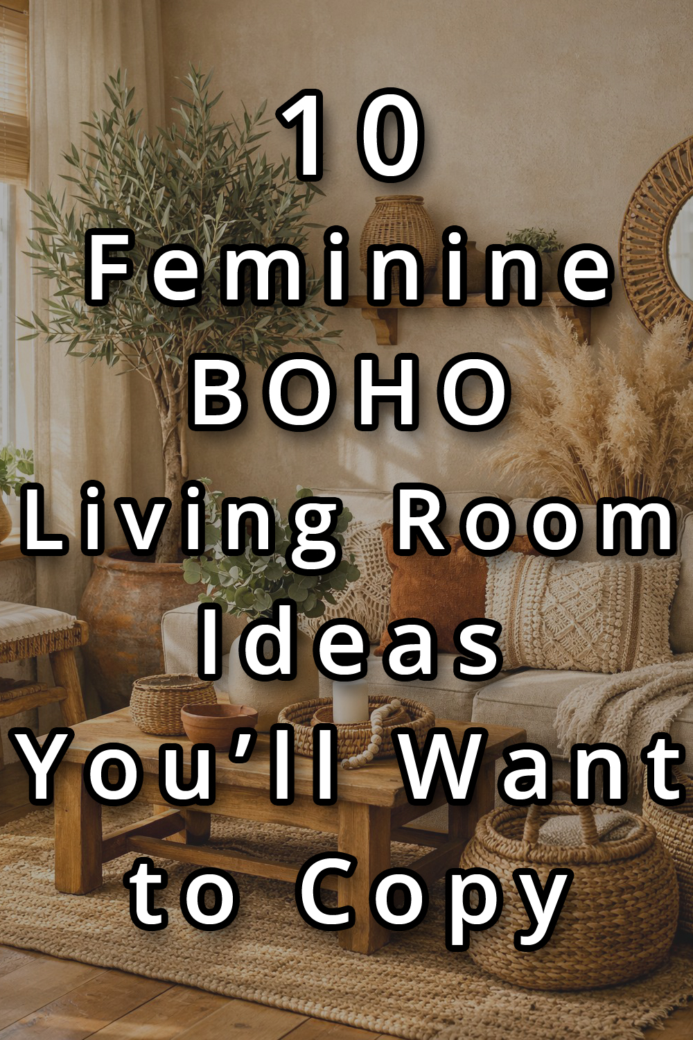Feminine Boho Living Room Decor Ideas pin 3