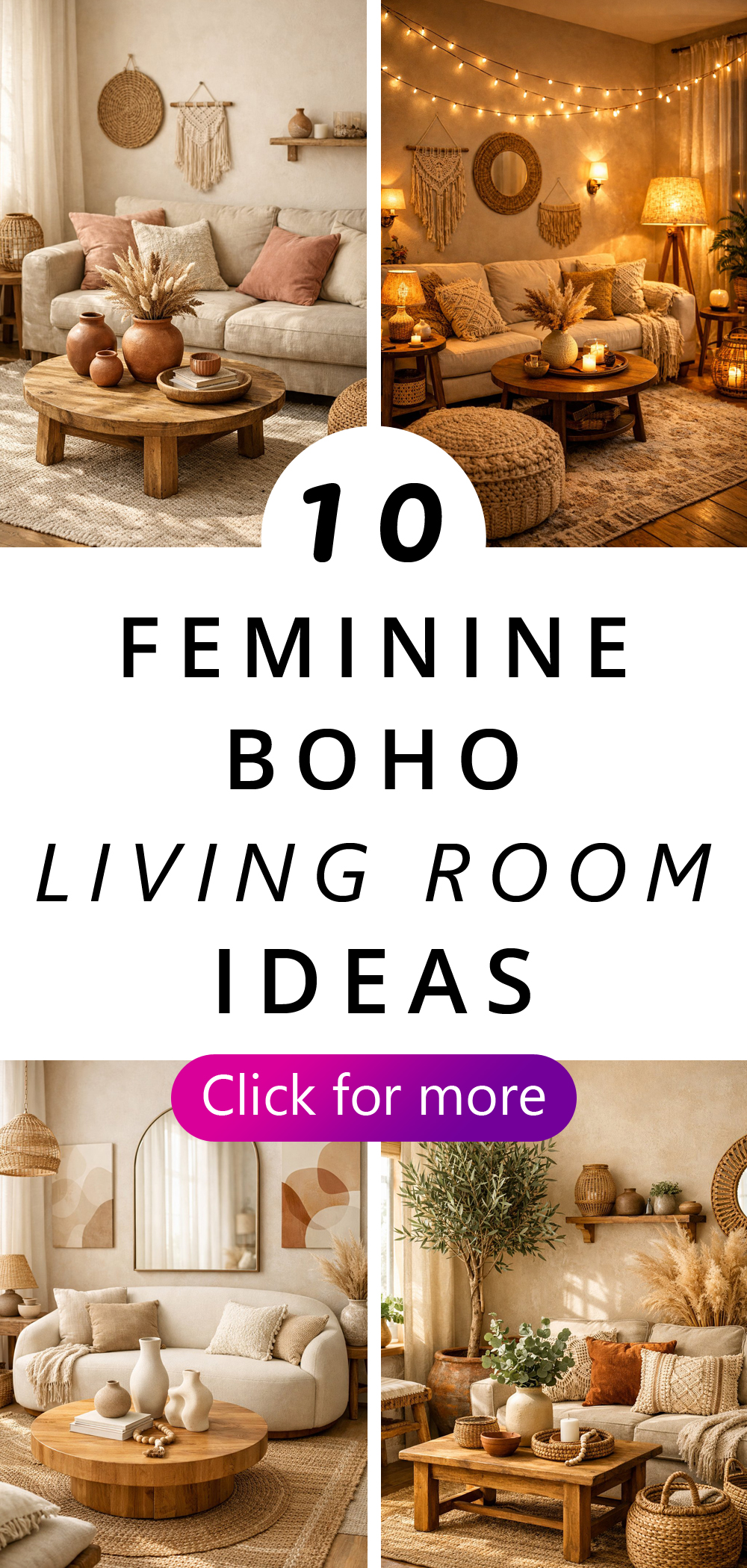 Feminine Boho Living Room Decor Ideas pin 4