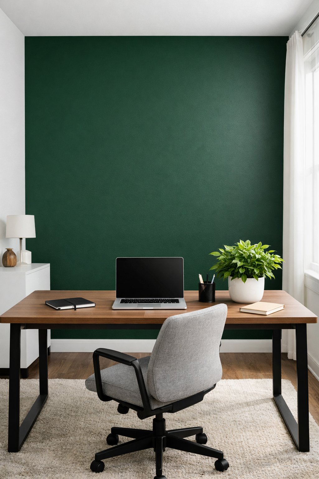 Green Japandi Office Design Idea 10