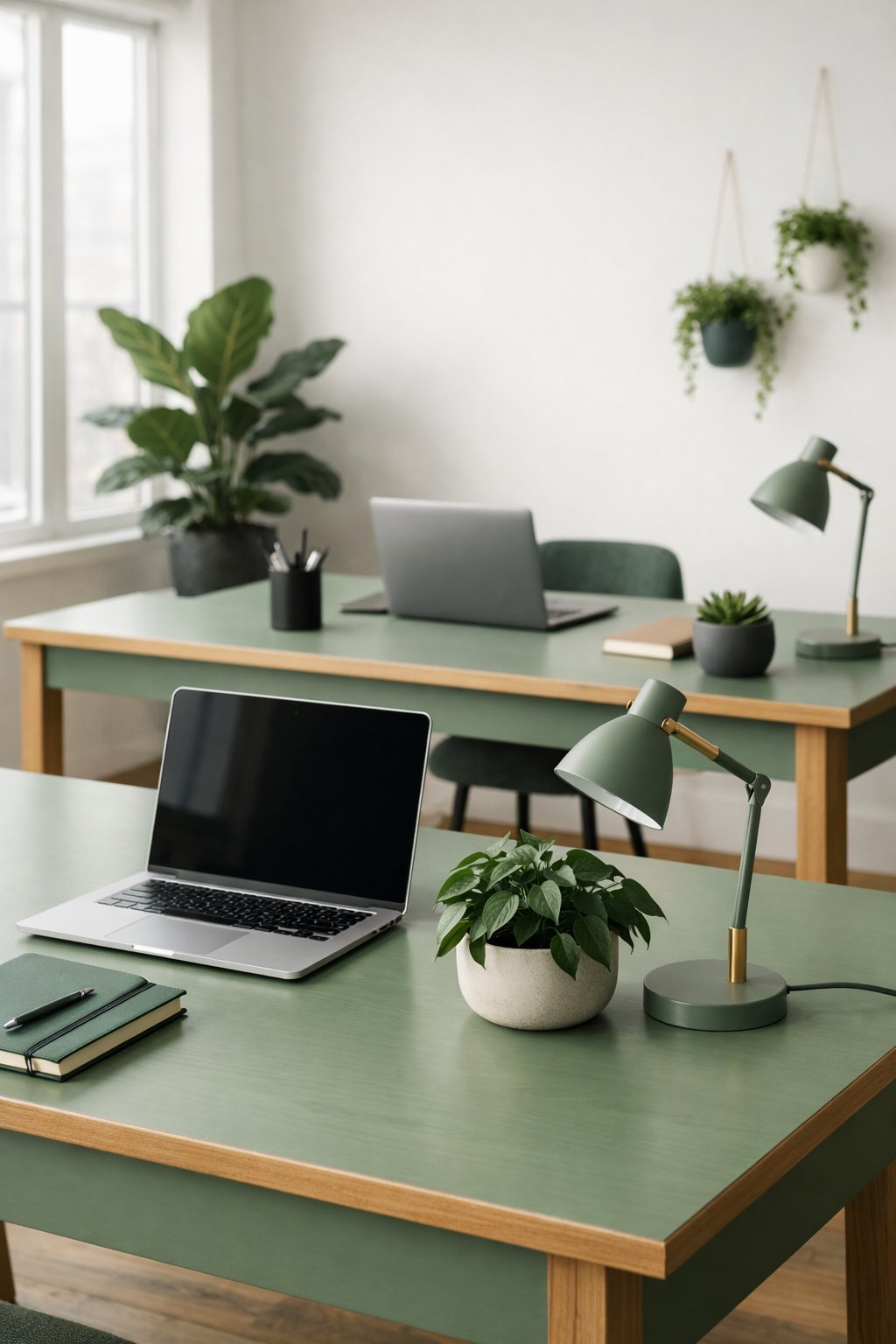 Green Japandi Office Design Idea 4