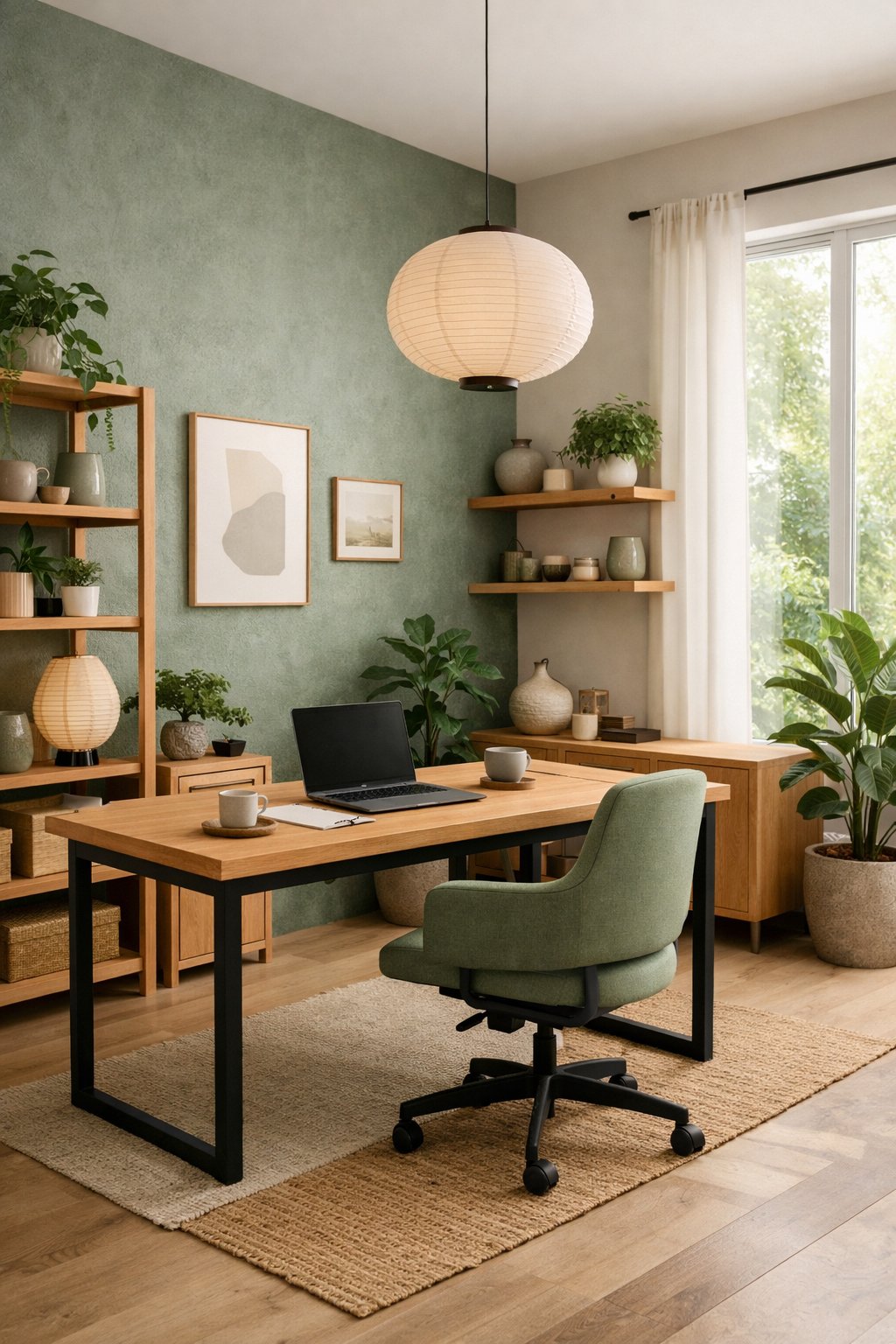 Green Japandi Office Design Ideas article