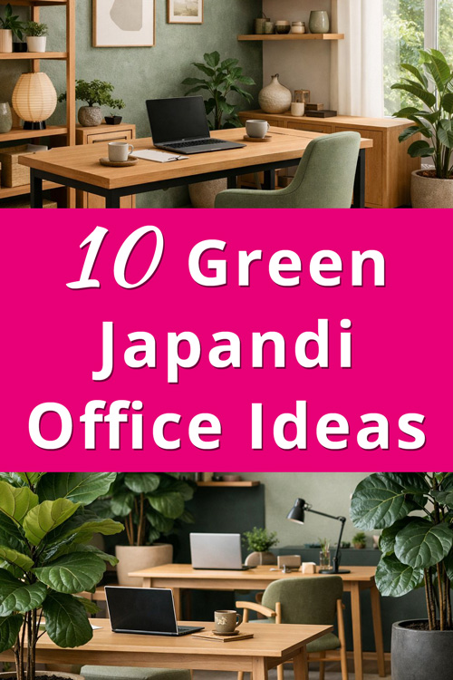 Green Japandi Office Design Ideas