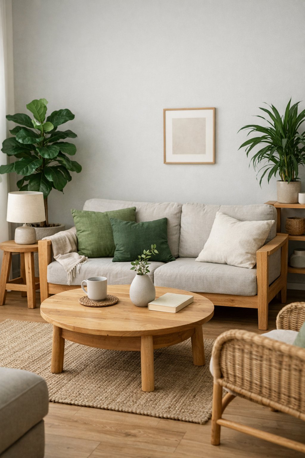 Green Living Room Idea 4 Grey and Green Minimalist Room