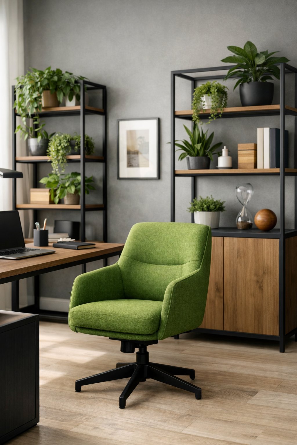 Grey and Green Modern Office