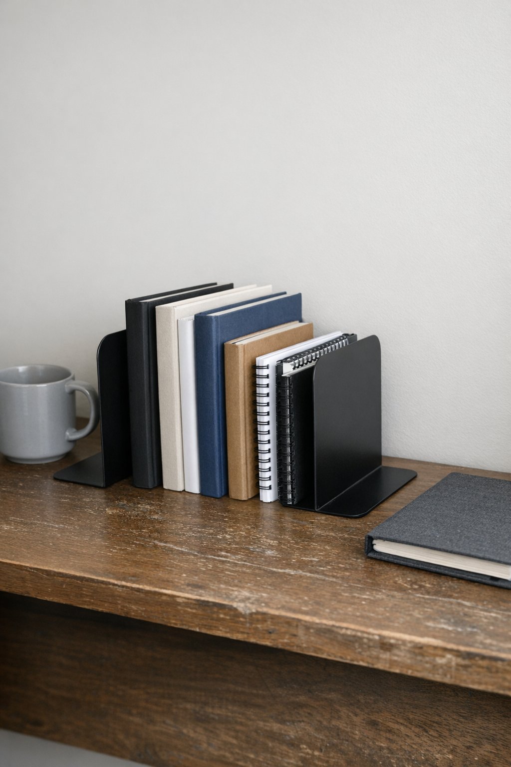Japandi Matte Black Metal Bookends