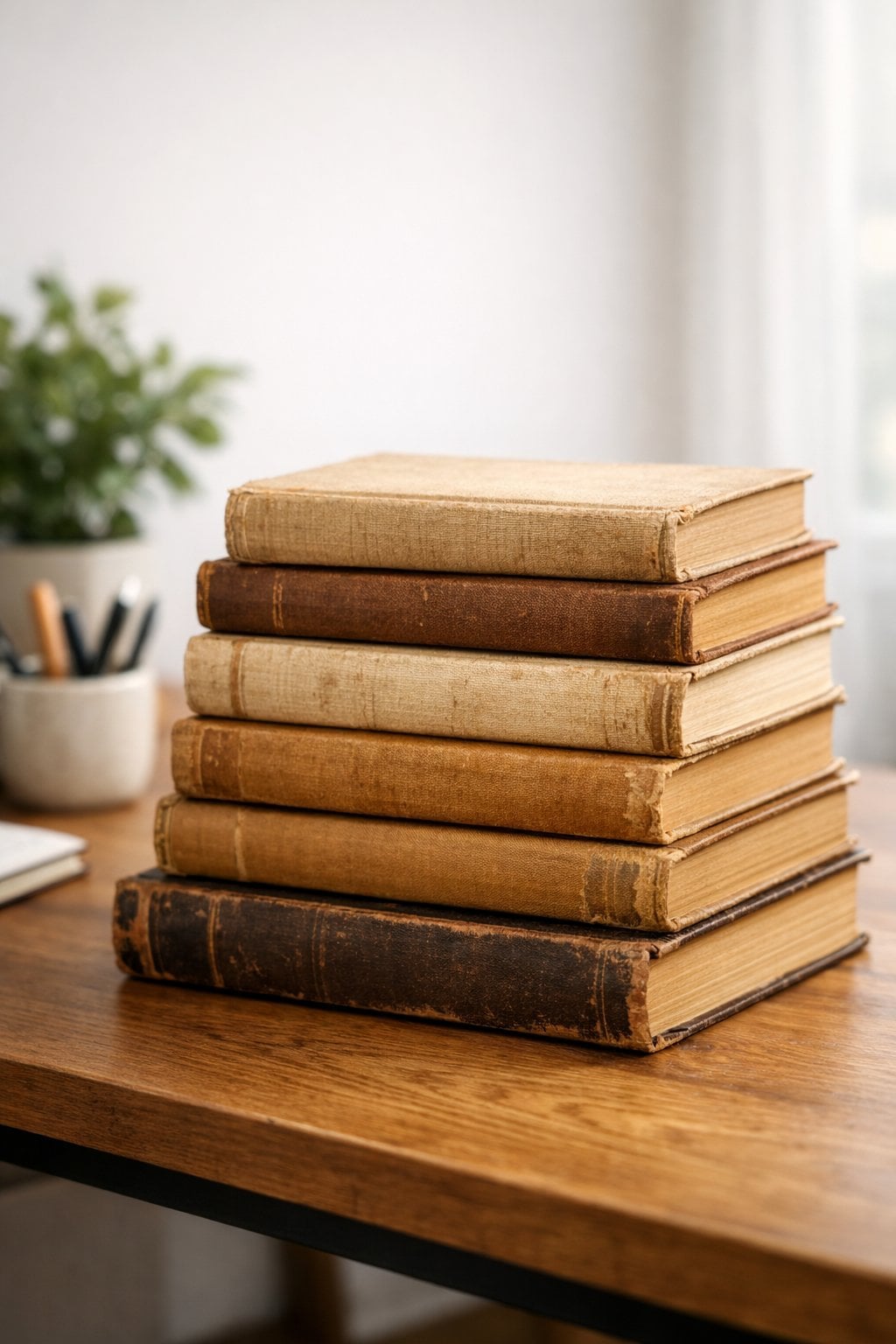 Light Academia Office Decor Idea 3 Stacked Vintage Books