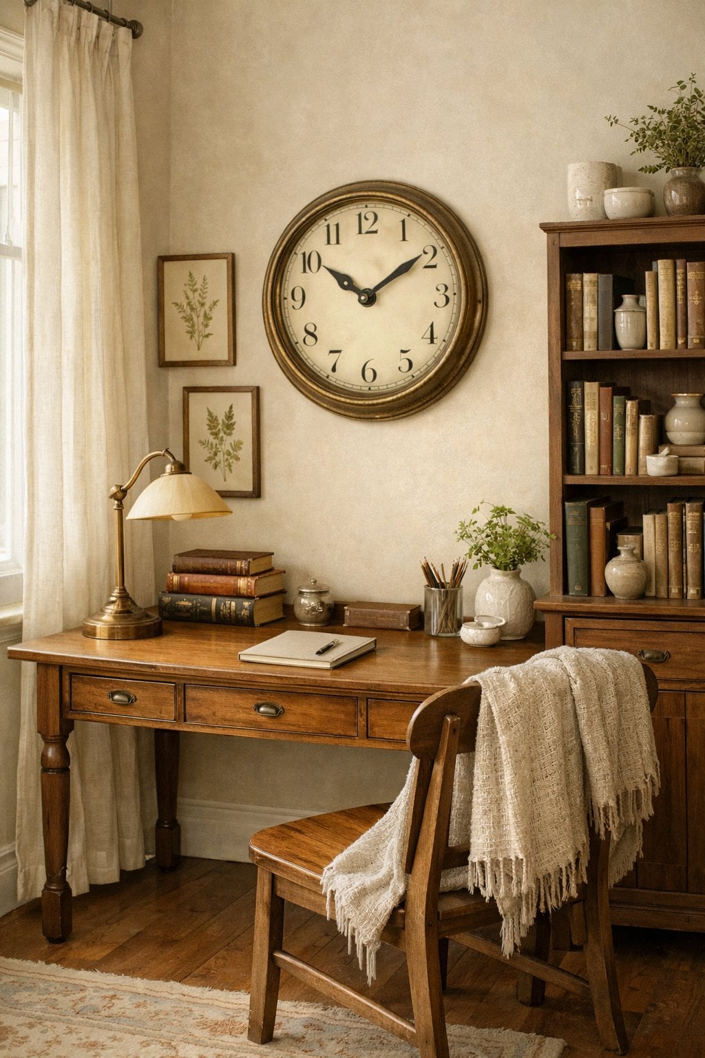 Light Academia Office Decor Idea 5 Vintage Wall Clock