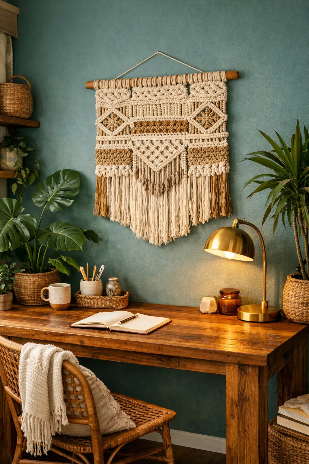 Paint Color Boho Chic Home Office 10 Dusty Teal